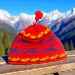 Vermont Originals 100% Wool Lined Red Tassel Ski Snowboard Winter Knit Beanie